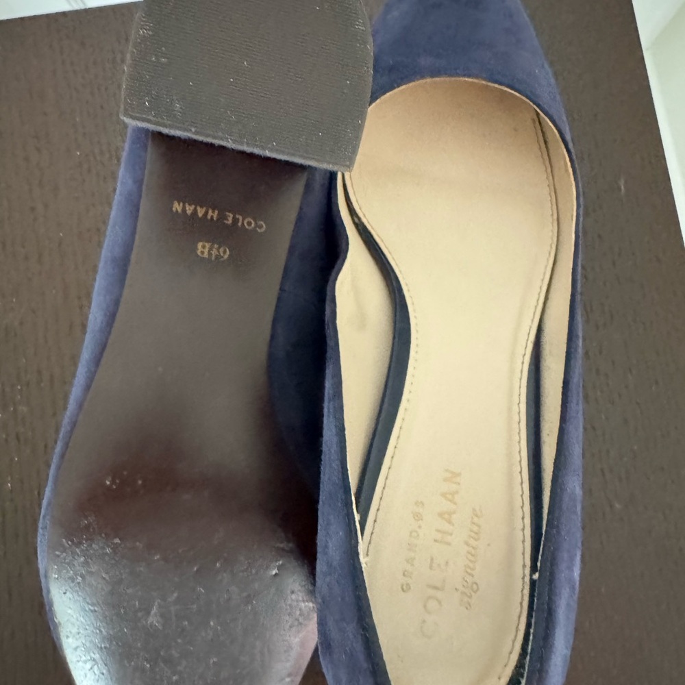 Cole Haan Navy Suede Pointed-Toe Heels - Picture 6 of 6